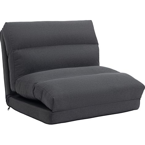 Sitzsack mit Bettfunktion, neigbare Lehne, klappbar, bis 120kg, 70 x 72 x 56 cm, Dunkelgrau