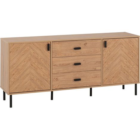 Leon 2 Door 3 Drawer Sideboard - L40 x W160 x H72.5 cm - Medium Oak Effect