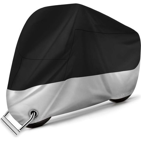 Motorradabdeckung - 210D Oxford-Gewebe, wasserdicht, atmungsaktiv, Motorradabdeckungen mit 2 Schlosslöchern, Diebstahlschutz, UV/Schnee/Regen/Rost, staubdicht, für Honda, Yamaha, XXL