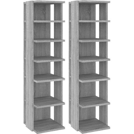 Scarpiere Mobile per scarpe 2 pz Grigio Sonoma 27,5x27x102cm in Legno Multistrato (1/5)