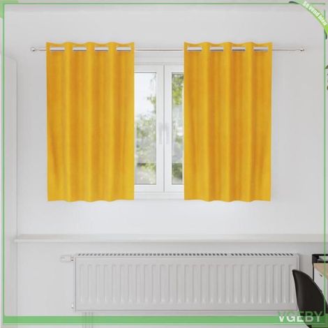 4107268 Rideaux occultants 2 pcs Jaune moutarde 140 x 140 cm Velours (1/5)