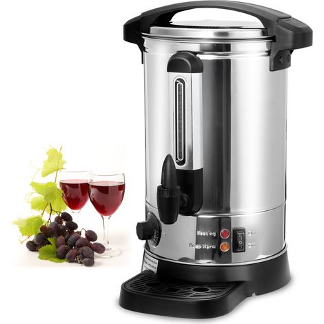 Randaco Distributore di bevande calde 8L 1500W in acciaio inox Bollitore per vino caldo e cioccolato Rubinetto con serratura Coperchio (1/5)