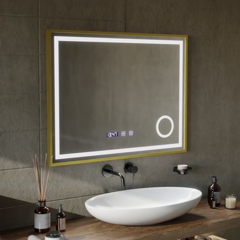 Miroir LED Desembuage Temperature 80x60 Cadre Loupe Cosmetique (1/5)
