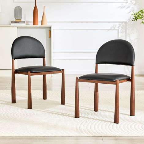 Set di 2 sedie da pranzo moderne, sedia imbottita con schienale semicircolare, sedia da cucina in PU e gambe in metallo, Solo sedie incluse, nessun tavolo, altezza 80 cm, elegante e robusta (1/5)