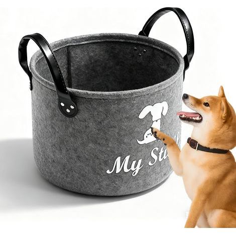 Panier de rangement en feutre pour jouets pour chien - Panier de rangement avec poignées rondes - Pliable - Panier pour animaux (1/5)