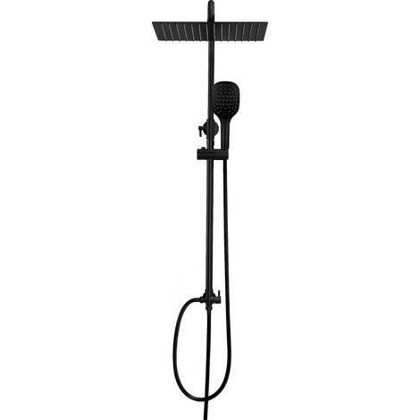 Colonne de Douche Pluie Carré Douchette Douche Salle de Bain Colonne Douche Noir sans Robinetterie Réglable Hauteur Ensemble Douche Murale avec Pommeau de Douche 30x30 (1/5)