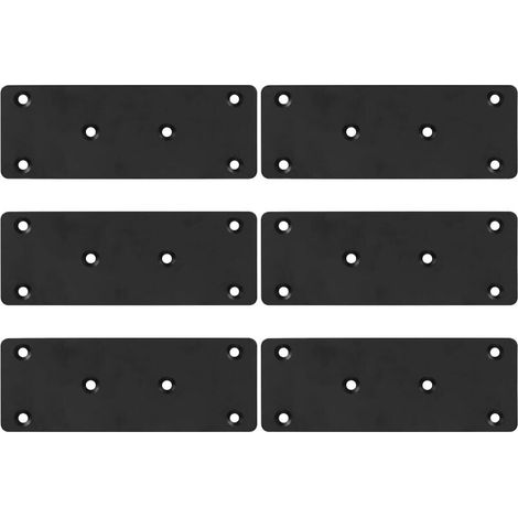 Panneau perforé 6 pièces, plaque de connexion de connecteur en métal, panneau perforé en fer plat, plaque de support noire pour les projets de réparation de meubles, épaisseur 3 mm/128 x 48 mm (1/4)