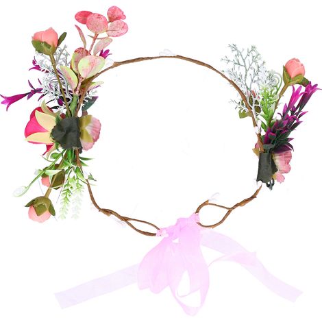 Couronne de fleurs mariée, bandeau floral rose, diadème de fête, accessoire cheveux pour cérémonie et festival (1/5)