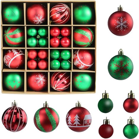 Elegantes 44er Set unzerbrechlicher Weihnachtsbaumkugeln aus Kunststoff – 6,0 cm / 3,0 cm, mit Haken, Weihnachtsdeko für Baum und Festlichkeiten (1/5)
