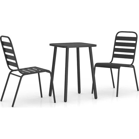 Maison Exclusive - 3-tlg. Garten-Essgruppe Anthrazit Stahl (1/5)