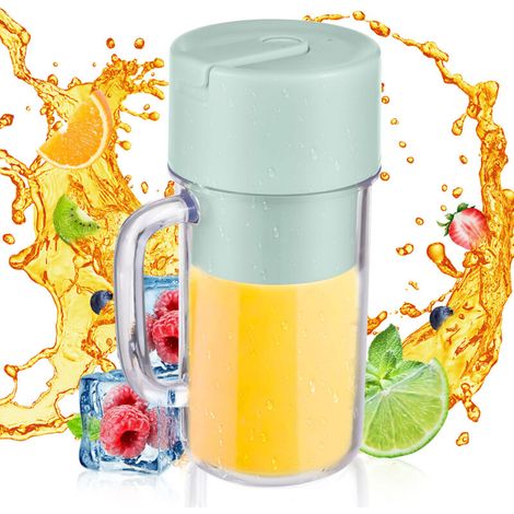 Portable blender for shakes and smoothies, 340ml mini blender with handle, 6 blades, waterproof, USB Type-C rechargeable, personal blender for home, kitchen, office, travel, etc. (1/5)