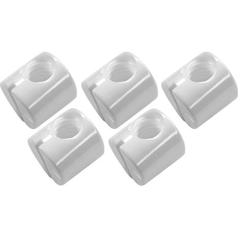 5x Ecrou cylindrique ferrure d'assemblage M8 en plastique Boulon Plot Fendu Connecteur pour Meuble Chaise Lit Berceau Etagère, Blanc (1/3)