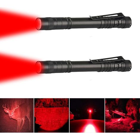 Lampe Torche Rouge LED, Lot de 2 Mini Lampe Torche Lumière Rouge (1/5)