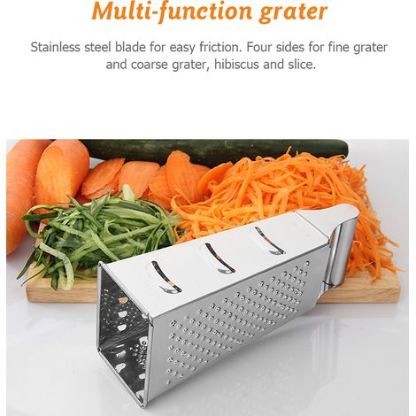 Râpe boîte en acier inoxydable 4 faces multifonction pour légumes, fruits, fromages en cuisine (1/5)