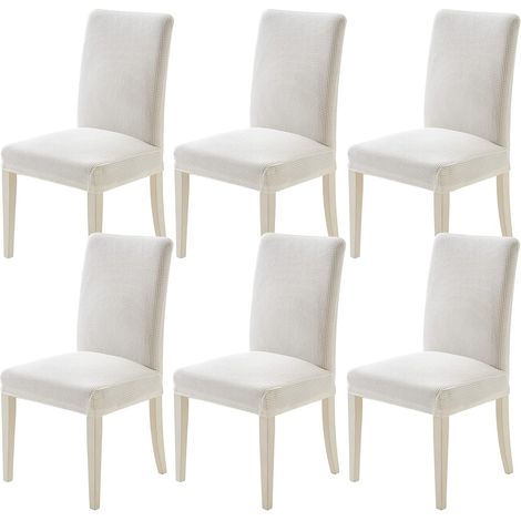 Funda elástica para silla de comedor moderna, funda para silla de interior, funda blanca para silla, fundas protectoras de asiento de 6 piezas adecuadas para sala de estar, oficina, banquetes y decora (1/5)
