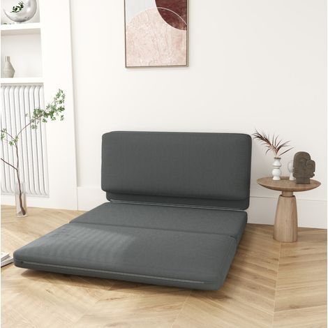 Divano letto pieghevole 138x90x70 cm grigio scuro in poliestere 3 in 1 trasformabile (1/5)