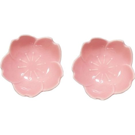 Allecta Mini-Dessertschalen Dipschalen mit Blumenmuster Servierschalen für Snacks Keramik Vorspeisen Ketchup Sojabohnen Sushi Sojasauce Essig Rosa (1/5)