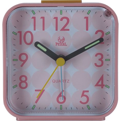 Réveil analogique silencieux, horloge de chevet carrée, horloge à quartz avec fonction snooze et rose éclatant (1/3)