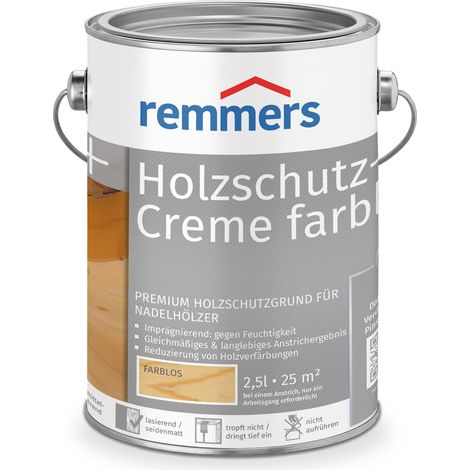Remmers Holzschutz-Creme farblos, 2,5 Liter, tropffreie Holzlasur für aussen, 3facher Holzschutz mit Imprägnierung + Grundierung + Lasur