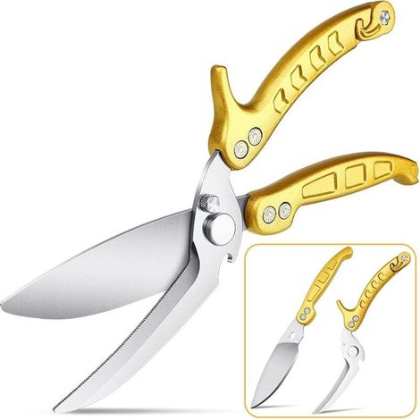 Ciseaux à Volaille Détachables, Ciseaux de Cuisine à Dents de Requin, Ciseaux Cuisine Professionnel Multifonctions Pour Couper Les Os, Viande, Volail (1/4)