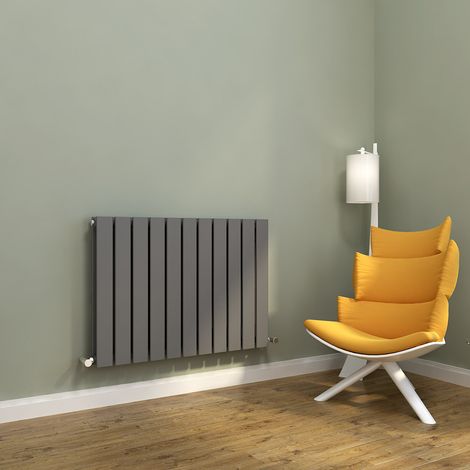 ELEGANT 600 x 836 mm Modern Anthracite Horizontal Column Designer Radiator Double Flat Panel + Anthracite Thermostatic Radiator Valves (1/5)