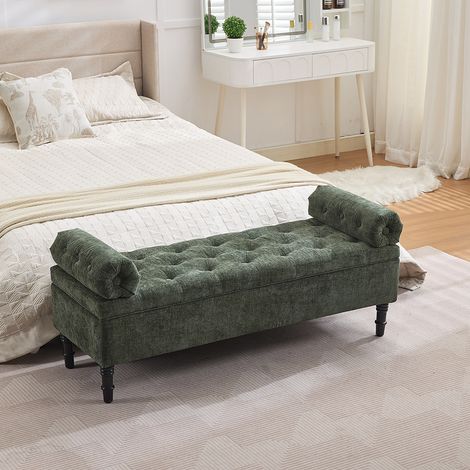 Chenille Upholstered Storage Bench (1/3)