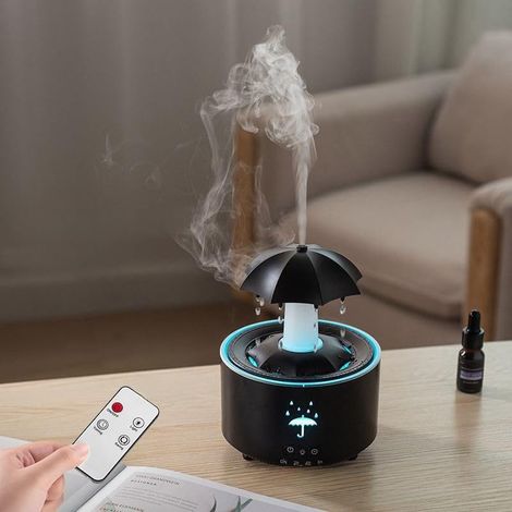 Diffusor für ätherische Öle mit Bluetooth-Lautsprecher, 350 ml Luftbefeuchter, Diffusor für ätherische Öle mit vier natürlichen Flammengeräuschen, Raumduft-Diffusor für Aromatherapie, Schwarz