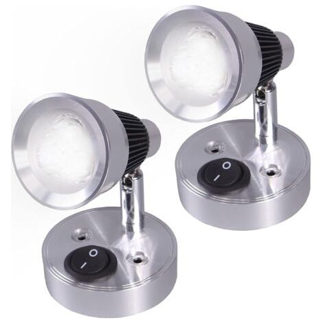 12V LED Spot Lampe de Lecture Murale 2 pièces Auto LED Lumière Interrupteur réglable Intérieure Caravane Van Lumière pour Camping-Car, Camper Van, Bateau (Froid Blanc)