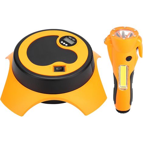Gonfleur de pneus électrique 12V portable avec lampe torche - Compresseur d'air pour voiture, pompe à gonflage auto, kit de secours (1/3)