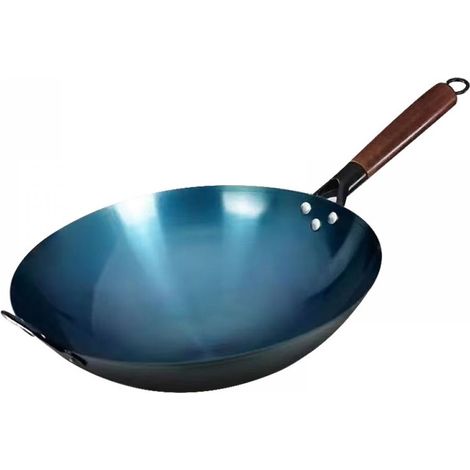 1 Wok en fer, fond rond, 36 cm, sans revêtement, pour cuisinière à gaz, usage domestique (1/5)