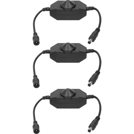 Ensemble de 3 adaptateurs variateurs pour rubans LED, réglage de la luminosité par molette, 12-24 V CC (1/5)