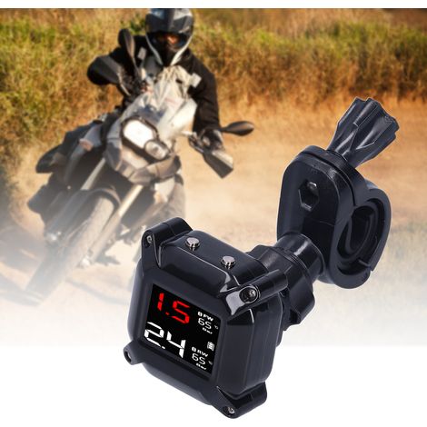 Système de surveillance de la pression des pneus de moto, unité principale (C400) avec capteur de batterie intégré et batterie bouton incluse. Rechargeable par USB magnétique. (1/5)