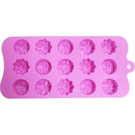 Eiswürfelform mit 15 dreidimensionalen Blumenmustern, antihaftbeschichtet, leicht zu entnehmen, zum Backen von Schokolade und für andere DIY-Zubereitungen. Jikaixiang (1/5)