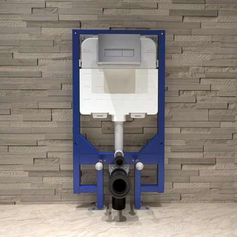 Wall Hung Toilet Cistern 1.14M Concealed Cistern Frame Silver Flush Plate Set (1/4)