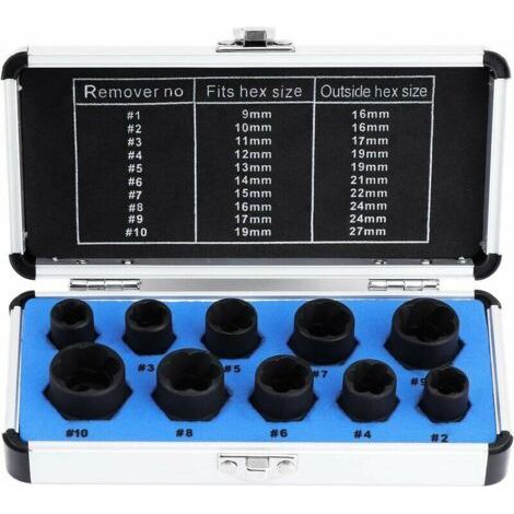 Jeux De Douilles, Extracteur D'Écrous, Douille Pour Extracteur De Boulon Endommagés 9-19Mm (10Pcs) (1/5)