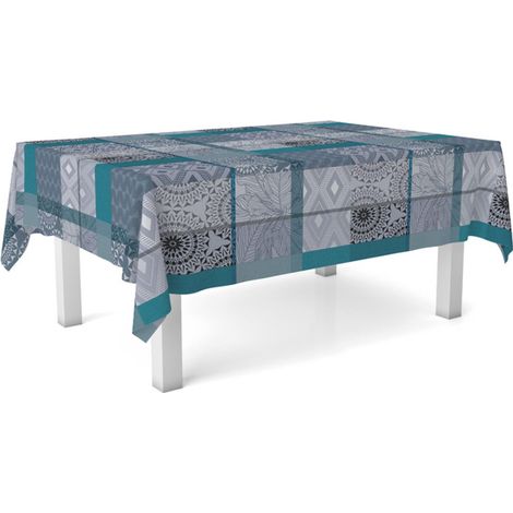 Nappe Toile cirée Anti-Taches Lavable carrée 140x140 Pompe Bleu (1/5)