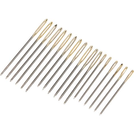 18 agujas de coser chapadas en oro con ojo grande, resistentes y fáciles de usar, para coser a mano. Artículos para costura doméstica.