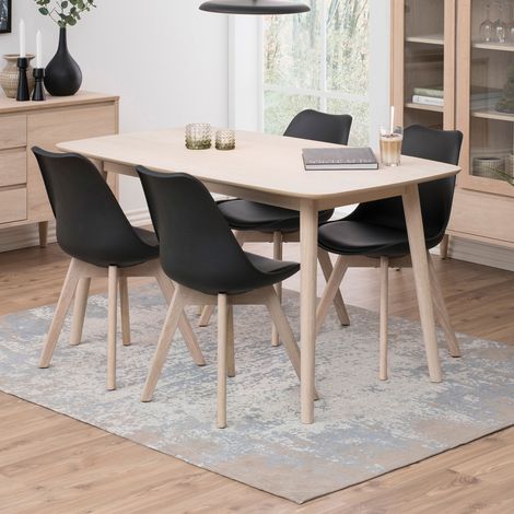 Naila Table de salle à manger 80 x 150 cm, finition chêne blanc délavé.