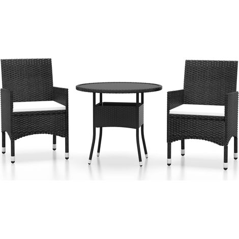 Ensemble à manger de jardin 3 pcs,Salon de jardin Résine tressée Noir CFW34525 (1/5)