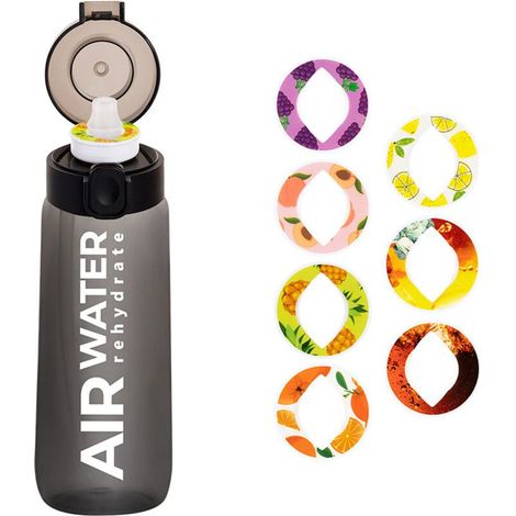 750-ml-Auslaufsicherer Wasserbecher mit Fruchtgeschmack und 7 zufällig ausgewählten Geschmackspäckchen, tragbare Wasserflasche mit Geschmack für Outdoor-Sportarten (1/4)