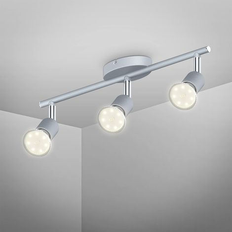 plafonnier LED 3 spots orientables, plafond modernes, salon bureau salle à manger cuisine couloir, lumière blanche chaude, x 3W, GU10 (1/5)