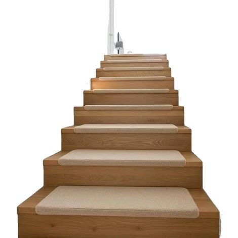 Tapis de marche d'escalier adhésifs, surface antidérapante, installation facile, Beige (1/2)