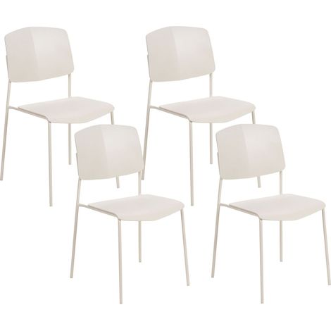 Set di 2 sedie in plastica Design moderno per sala da pranzo Beige Astoria (1/5)