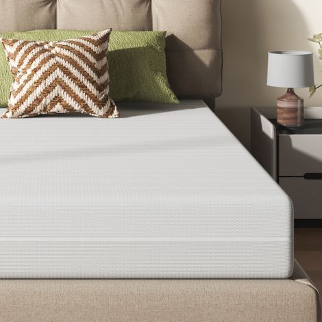 Matelas 90x200x16 cm blanc en mousse à mémoire de forme fermeté moyenne (1/3)
