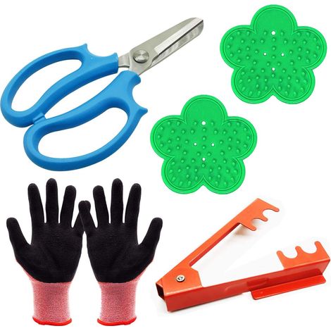 5 PCS Arrangement de Fleurs Roses, Sécateur à Jardin, Décapant à Roses en Plastique, Dissolvant D'épines en Metal et Gants de Jardin pour L'arrangement de Fleurs de Jardinage (1/5)