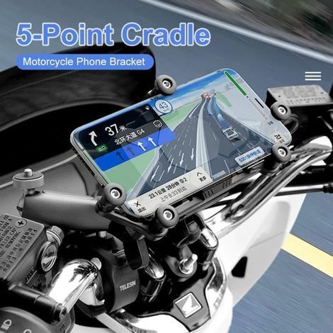Support de téléphone universel pour moto avec amortisseur de chocs, réglable à 360 ° pour 4.7-7.1 pouces iPhone 15 13 14 Pro Max[05] (1/4)