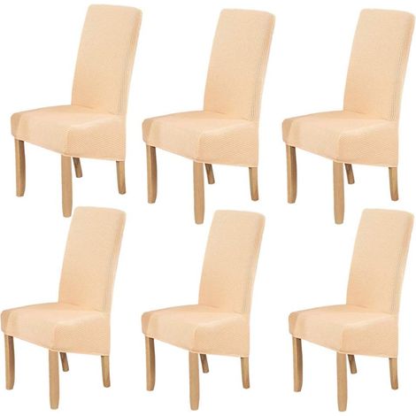 Set of 6 stretchable dining chair covers - Modern style - Removable - Washable - For banquets, kitchens, wedding parties, dining rooms - Corn yellow (1/5)
