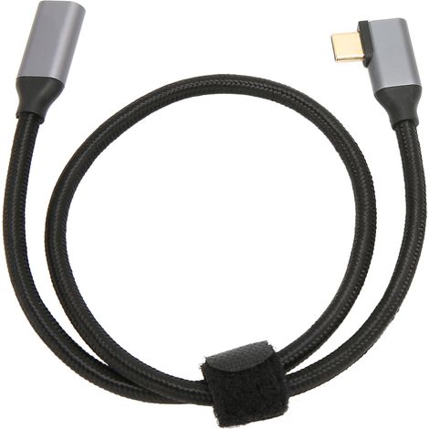 Câble USB-C vers USB-C 3.1 Gen 2 coudé à 90° mâle-femelle, charge rapide 100 W (20 V, 5 A), 4K 60 Hz, 10 Gbit/s, longueur 0,5 m. (1/5)