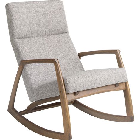 Fauteuil à bascule gris design moderne Angel Cerda - Gris chiné avec pieds en noyer (1/5)