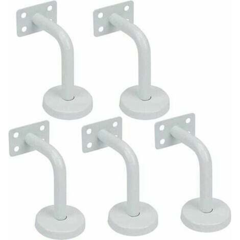 5pcs Supports de Main Courante d'Escalier. Supports Acier Inoxydable Blanc de Rampe d'Escalier-60x80mm-Vis de montage fournis-Pour Fixation Rampes d'Escalier et garde corps Intérieure et Extéri